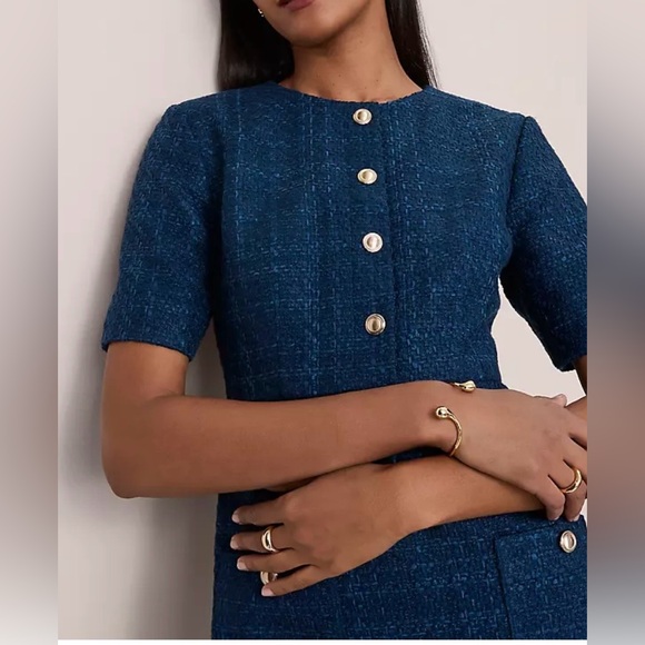 NWT ANN TAYLOR Tweed Crew Neck Shift Dress - Picture 3 of 3